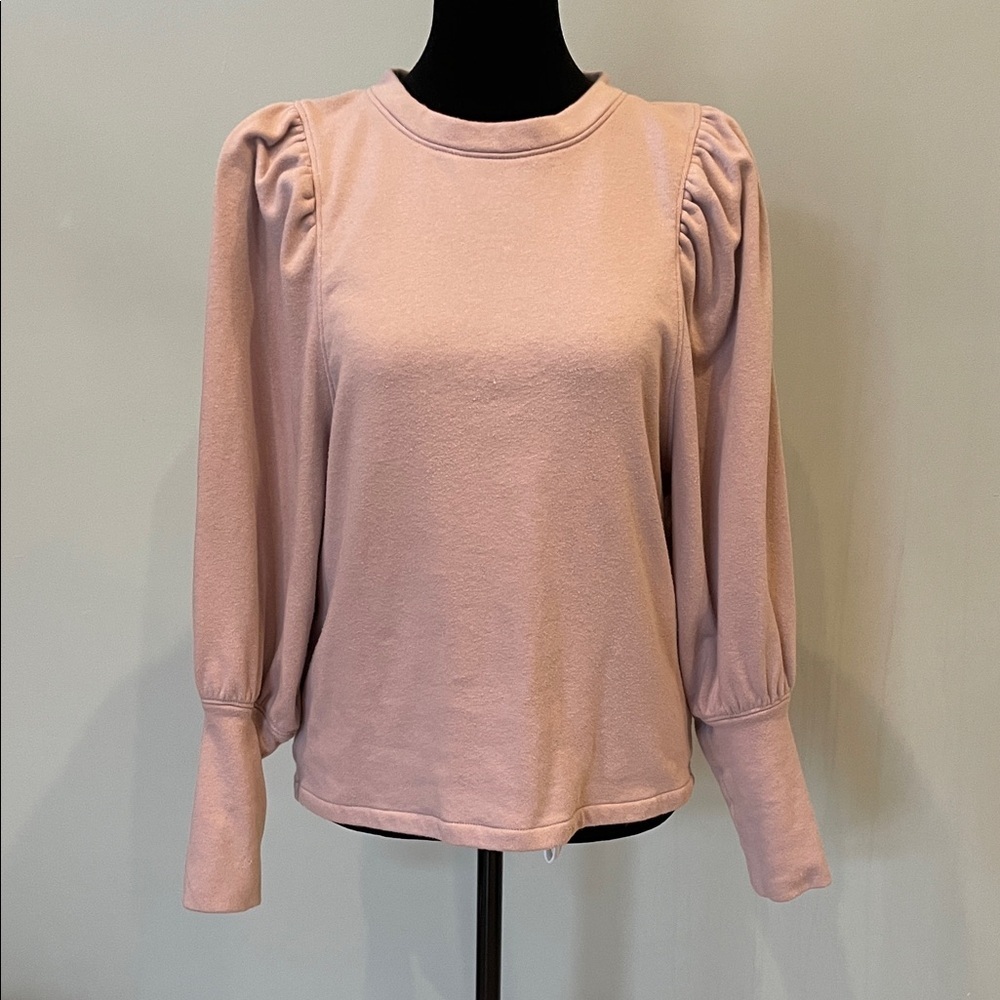 Women's Puff-Sleeve Crewneck Top - Dusty Pink madewell small